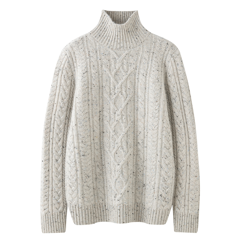 超级厚款-秋冬100%纯山羊绒半高领羊绒衫针织女宽松打底长袖毛衣