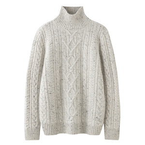 超级厚款-秋冬100%纯山羊绒半高领羊绒衫针织女宽松打底长袖毛衣