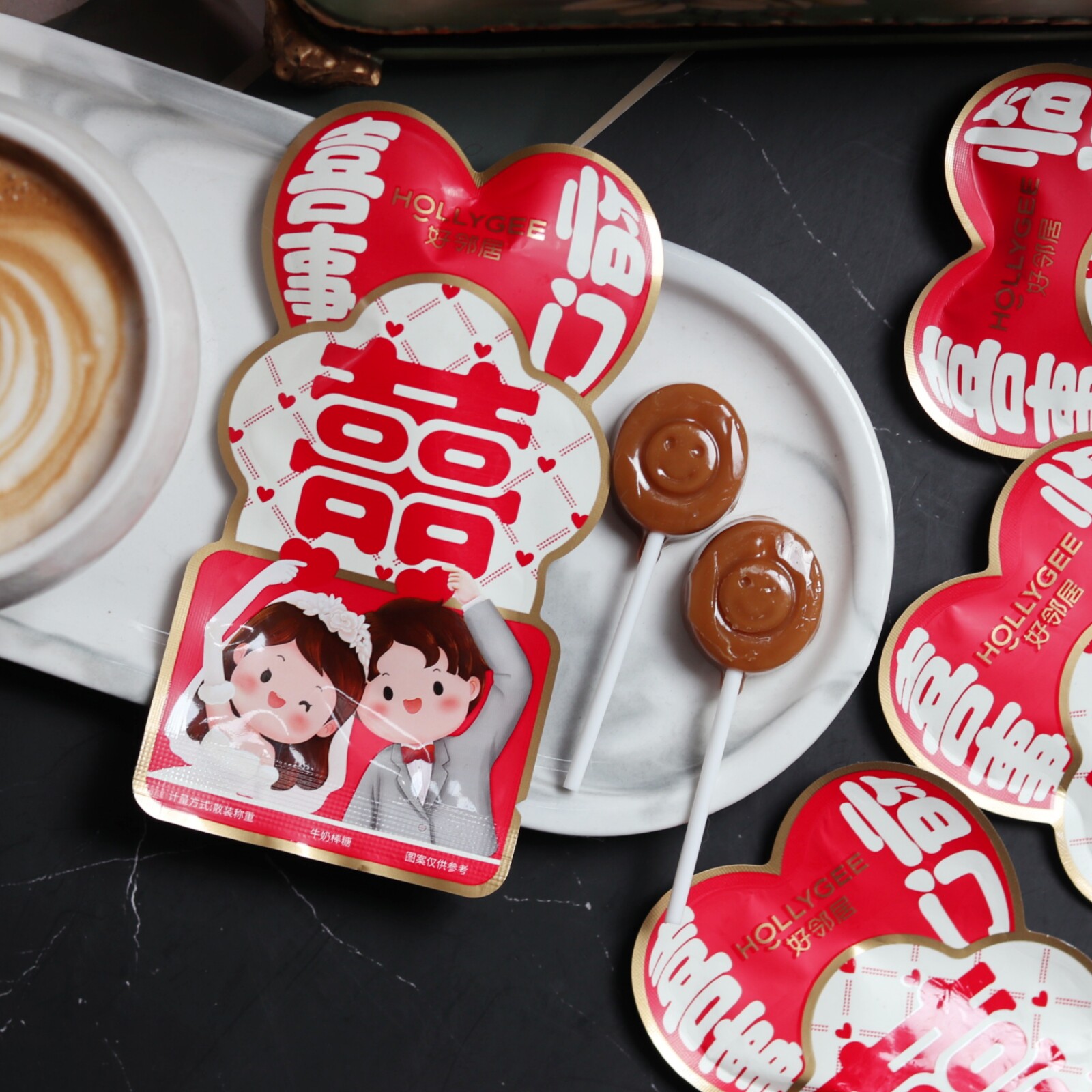 好邻居喜事临门棒棒糖双喜淀粉糖浆型硬质糖果结婚庆喜糖创意零食