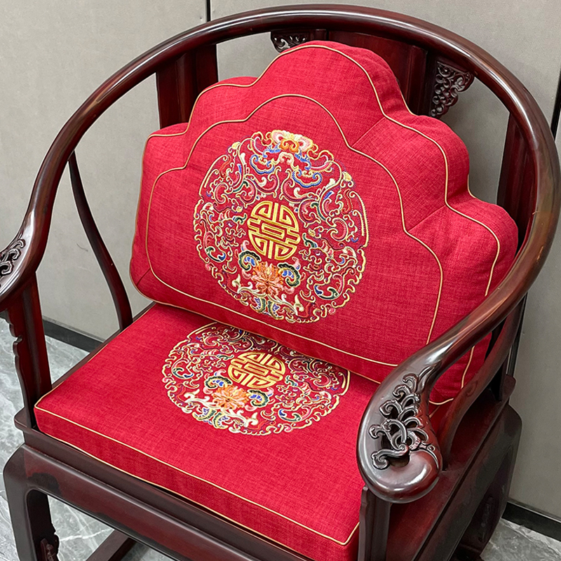 中式圈椅刺绣坐垫红木家具云枕座垫新中式沙发垫子官帽椅椰棕垫 居家布艺 椅垫 原图主图