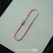 正品 巨细18k纯金超闪黄金红绳脚链手链女编织原创本命年简约定制