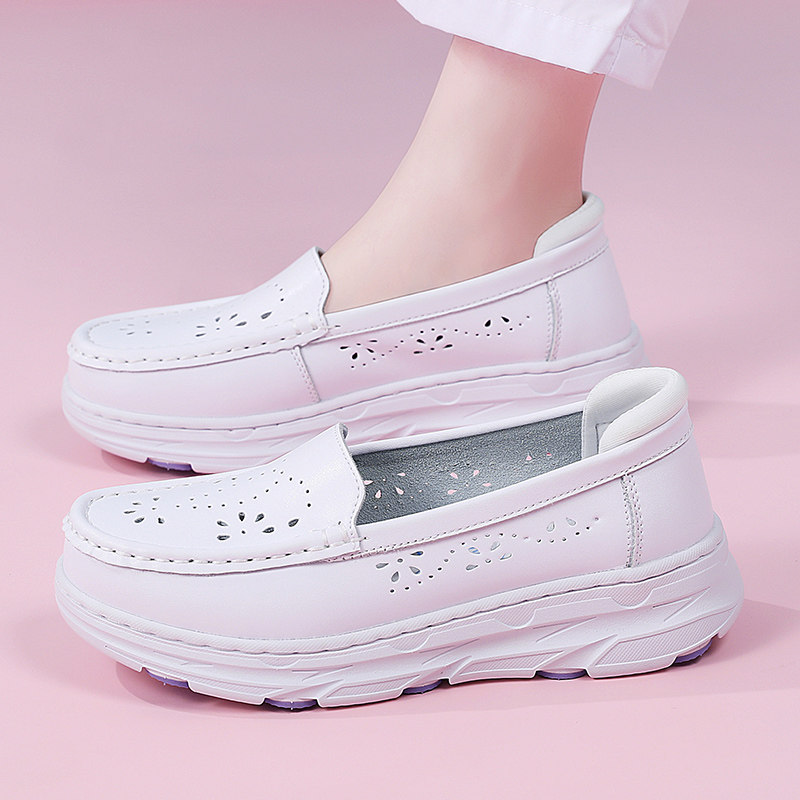 新款夏季女护士鞋透气舒适轻便厚底时尚不累脚百搭休闲工作小白鞋