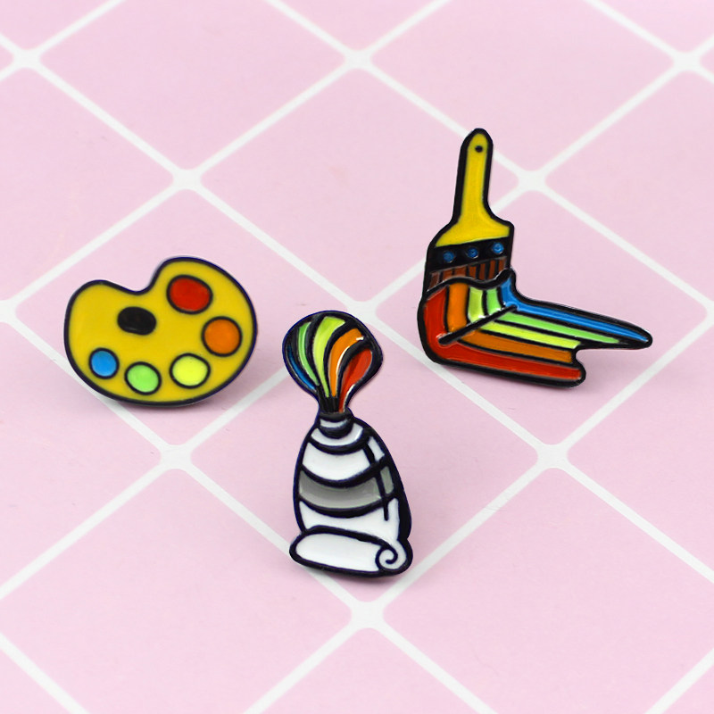 时尚艺术家徽章卡通刷子颜料画板合金胸针可爱学生衣服包包配饰