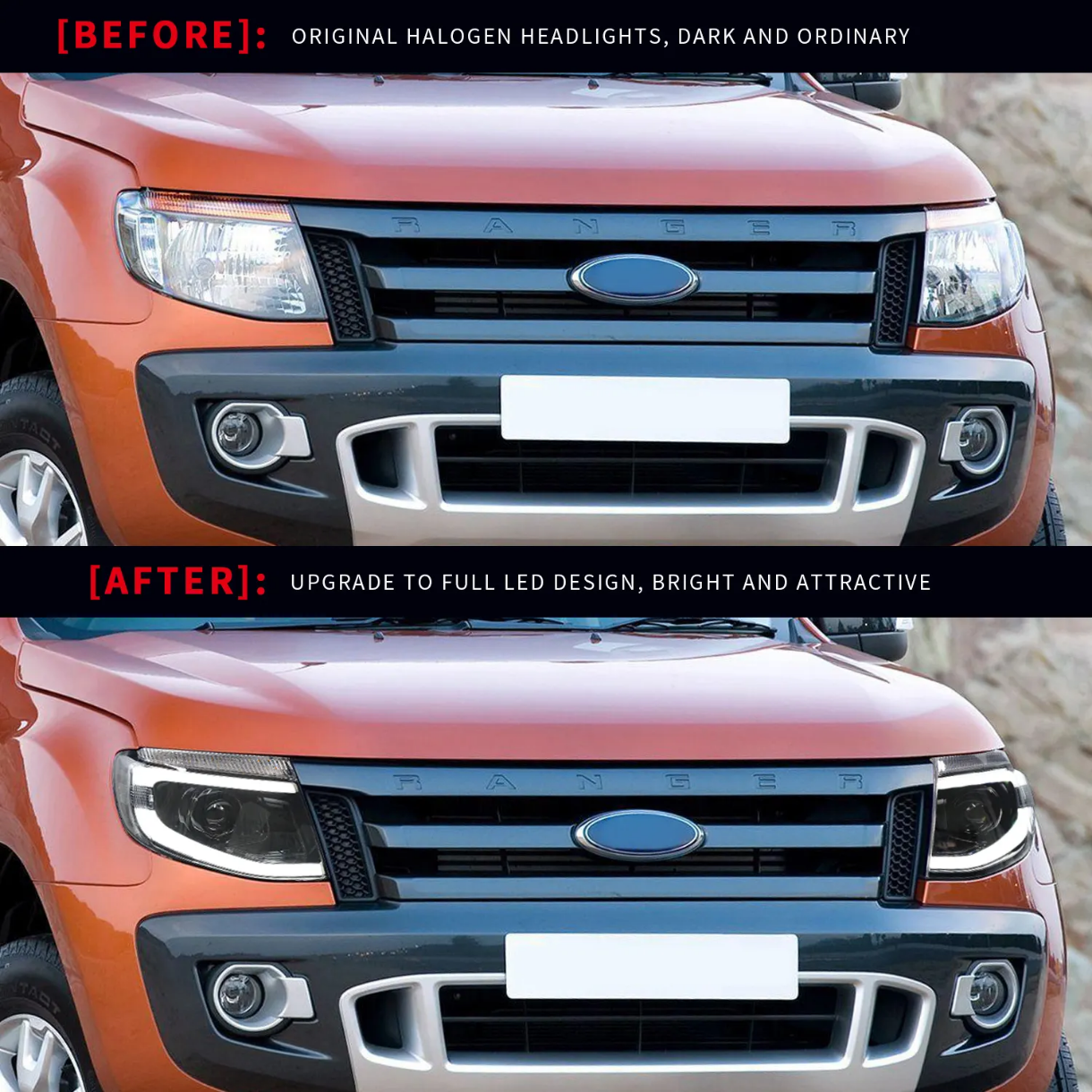 适用于12-14年福特ranger T6皮卡LED大灯日行灯流光转向灯总成