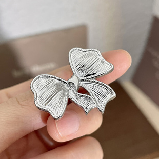 小众设计银色蝴蝶结戒指韩系博主款百搭食指戒大造型简约指环配饰