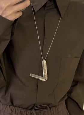 可打开银色梳子项链高级感复古小众设计金属毛衣链轻奢欧美冷淡风