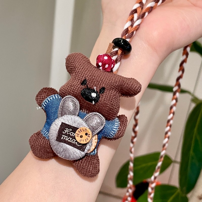 韩系可爱手作布艺小熊可爱项链卡通兔子牛仔卫衣长款毛衣链配饰女