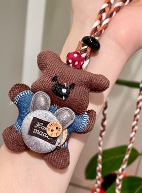 韩系可爱手作布艺小熊可爱项链卡通兔子牛仔卫衣长款毛衣链配饰女