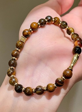 发财小黄鱼虎眼石串珠金鱼手链女2025年新款手串配饰轻奢精致手饰