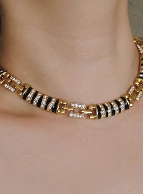 人造水晶合金古巴链女士动物