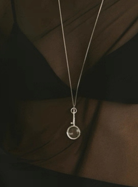 银色放大镜钥匙项链女小众高级感小众复古长毛衣链个性衣服配饰女