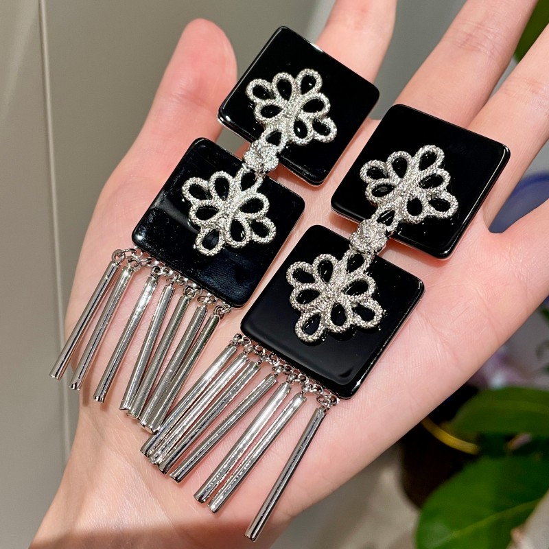 民族风银色复古扣子流苏耳环复古小众中国结长款耳坠新中式耳饰女