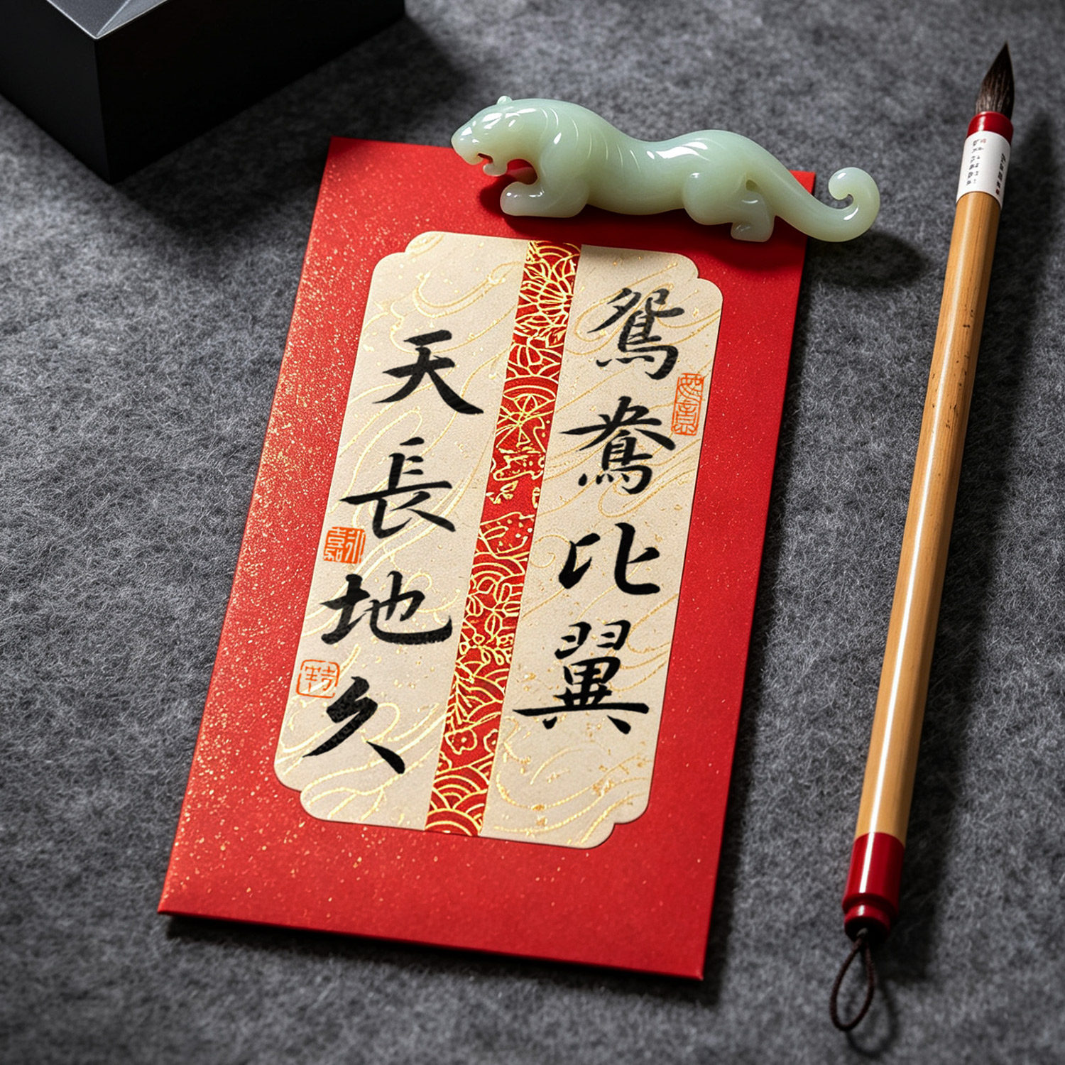 创意手写鸳鸯比翼天长地久红包定制高级感结婚份子钱祝福国潮红包图片