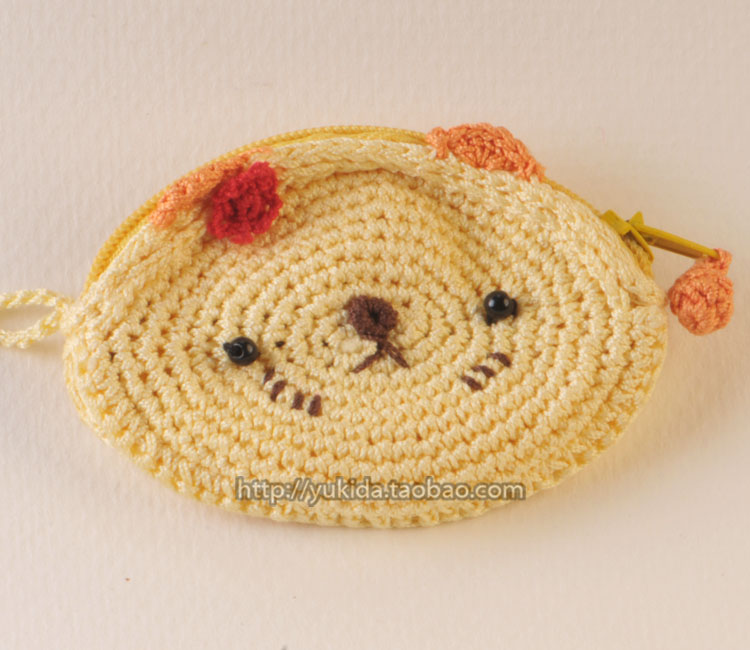 正版日本ZOO CLUB迷你钩花海豹卡通零钱包挂件毛绒布艺类玩具 S