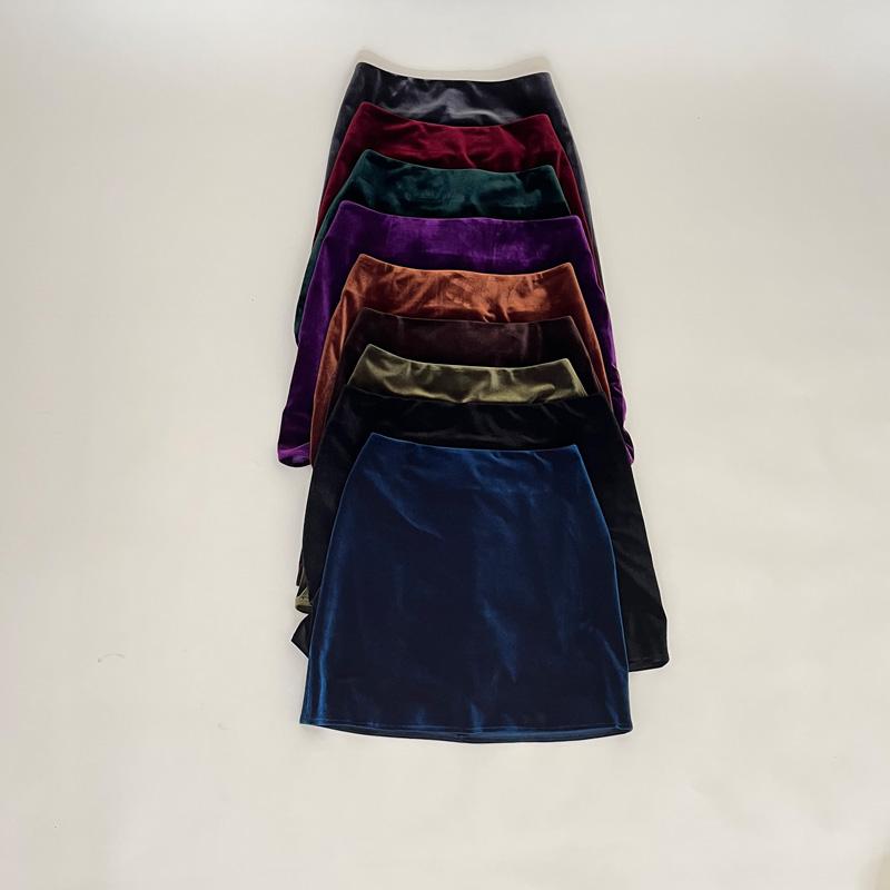 2025新款丝绒高腰半身裙
