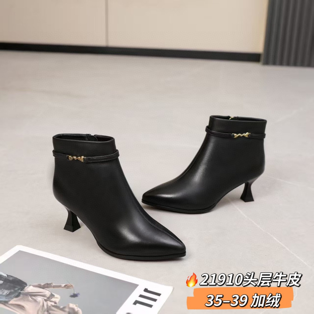 欧洲站2025新头层牛皮女棉靴软底舒适真皮加绒时装鞋女棉靴