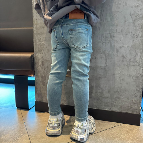 男童牛仔小脚修身铅笔长裤