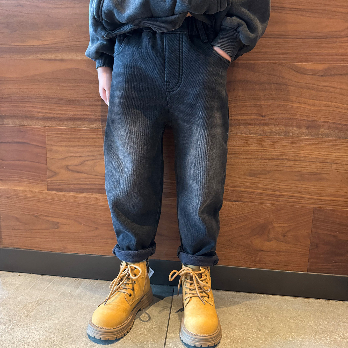 男童加绒牛仔裤子黑灰潮流阔腿2025冬季厚新品宝宝小中大儿童长裤,童装/婴儿装/亲子装,裤子,淘宝优惠券,粉丝福利购,淘宝优惠卷