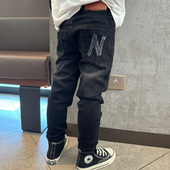 男童牛仔小脚修身 宝宝2025秋冬加绒潮流小中大儿童长裤 裤 子铅笔裤