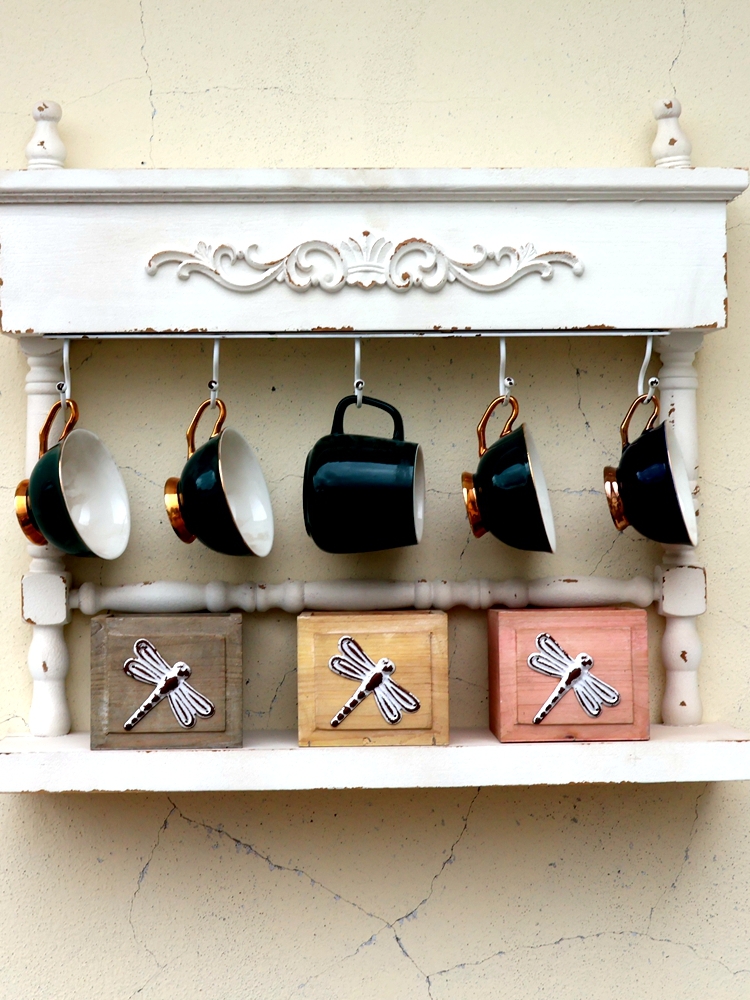 法式乡村复古做旧实木户外壁挂花园阳台装饰收纳园艺壁挂架