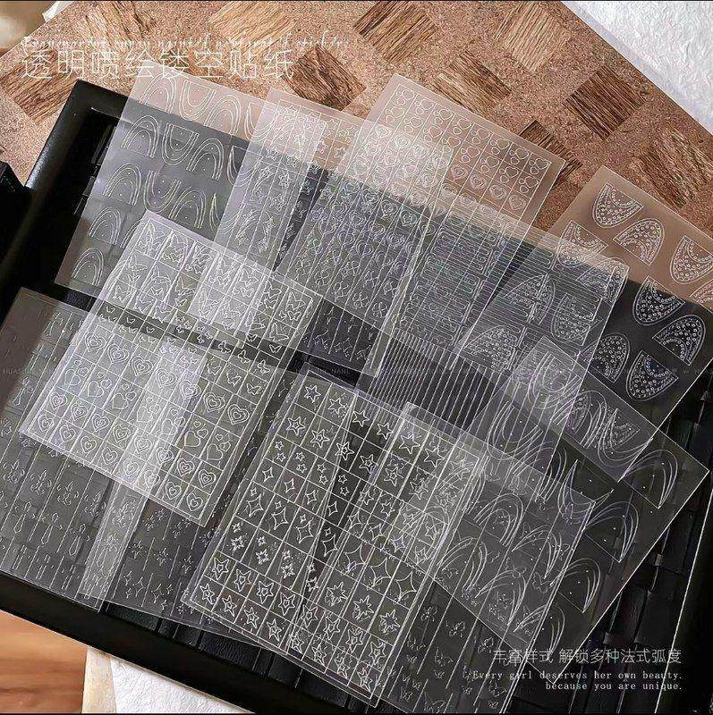 小颖美甲花思蝶12张透明镂空贴纸双眼皮材质美甲镂空喷绘贴纸,彩妆/香水/美妆工具,穿戴甲/甲片,淘宝优惠券,粉丝福利购,淘宝优惠卷