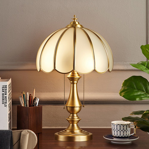 欧式奢华全铜台灯客厅卧室床头灯现代简约美式复古温馨创意书房