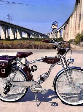 26尺寸锂电自行车复古姥爷自行车电助力自行车26