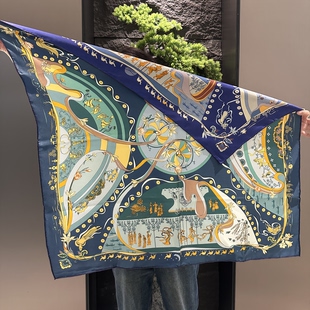 90方巾孤品样巾100%桑蚕丝16姆米双面印花丝巾围巾瑕疵款 不退换