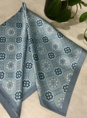 品牌剪标款～几何花卉65*65cm14姆米素绉缎双面同色瑕疵款