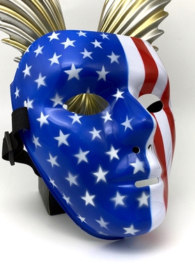 中国风嘻哈面具网红彩绘假面搞笑道具抖音直播街舞万圣节全脸面罩