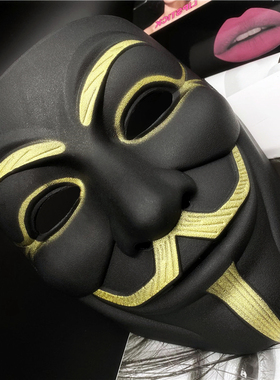 v字仇杀队面具全脸酷男生假面抖音同款万圣节cos人脸恐怖搞笑面罩