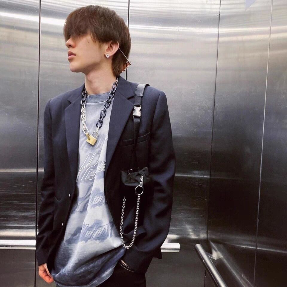 蔡徐坤同款t恤字母印花圆领宽松短袖2021年新款夏季衣服