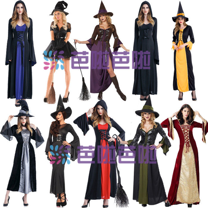 万圣节新款制服派对角色扮演DS演出服长款女巫装女王装恶魔装多款