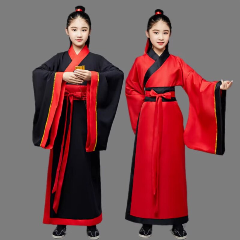 儿童汉服国学服古装男女学生朗诵孔子书童三字经弟子规表演出服装