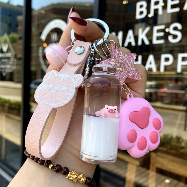 瓶子里的猪奶瓶液体漂浮小猪愿瓶情侣钥匙扣圈挂件可爱流沙漂流瓶|ruв категории фестиваль товаров/подарок, творческие подарки, брелок - от Buy2taobao.com для оказания профессиональной услуги покупки агента Taobao