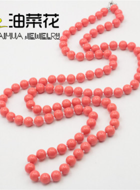 油菜花珍珠烤漆圆珠女长款项链