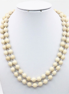 切面圆形天然石民族风礼物毛衣链