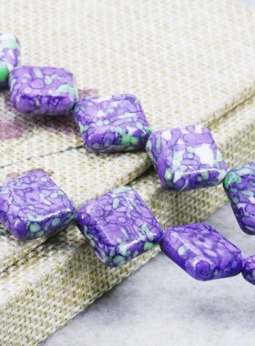 油菜花雨花石对角散珠紫绿色配件