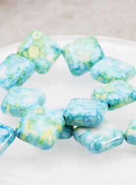 油菜花雨花石蓝黄色散珠饰品串珠