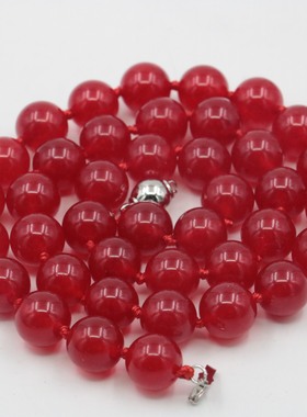 油菜花玉髓玉石圆珠女宝石项链