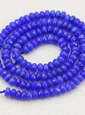 2X4mm深蓝色算盘珠天然玉髓散珠子 切面玉石半成品项链手链配件女
