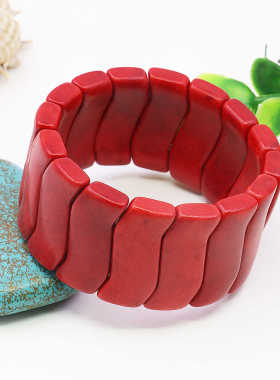 大红色手串油菜花松石波浪本命年