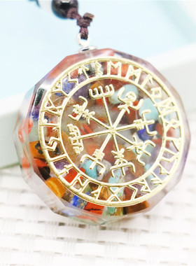 地中海风格复古船舵树脂天然石头多彩项链 男女长毛衣链衣服配饰