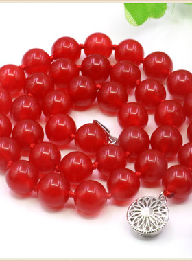 红色网状天然玉石礼物锁骨链