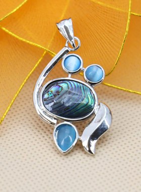 拼接鲍鱼贝猫眼石幻彩挂件吊坠