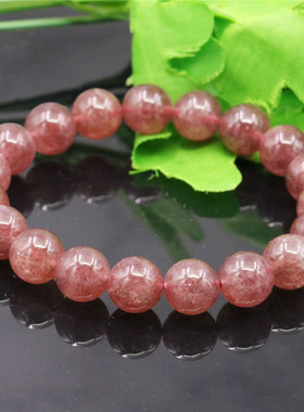 天然草莓晶桃花运单圈旺姻缘手串