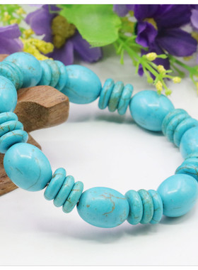 蓝松石手链民族风饰品礼物算盘珠