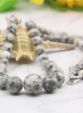 6-14mm天然斑点石圆珠塔珠项链 塔链项链 女款玉石项链饰品礼物
