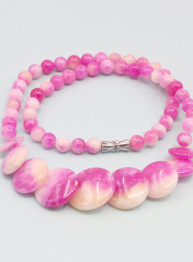 6-14mm圆珠圆饼搭珠天然石项链