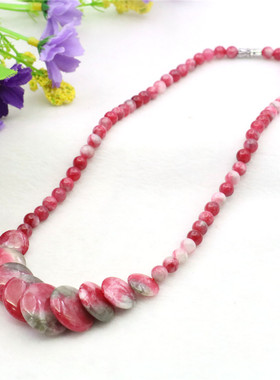 6-14mm圆珠圆饼搭珠天然石项链